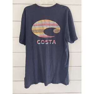 Costa Shirt Southwestern Short Sleeve Cotton Tee Navy Blue Men’s Size XXL